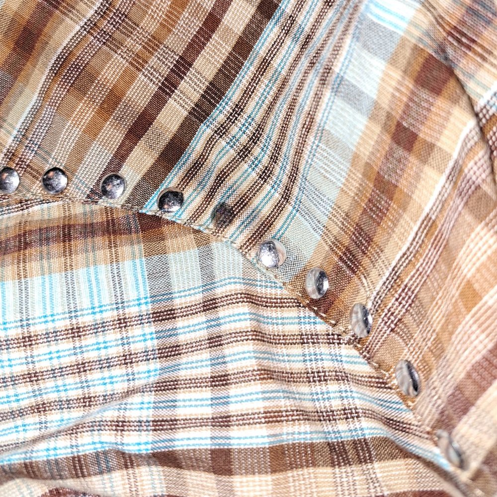 ROUGH STOCK~PANHANDLE SLIM~WOMEN'S PEARL SNAP~PLAID WESTERN SHIRT W/STUDS~M - Picture 13 of 13